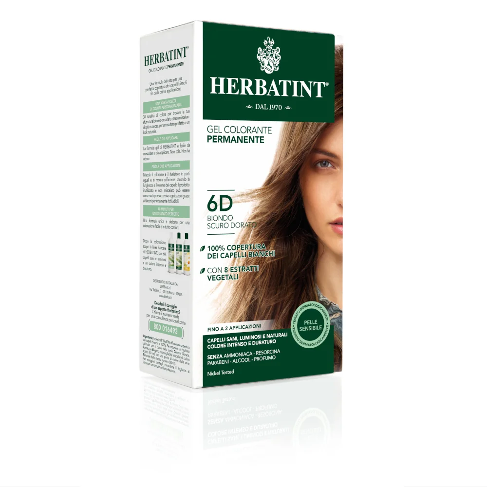 HERBATINT TINTURA CAPELLI GEL PERMANENTE 6D BIONDO SCURO DORATO 150 ML