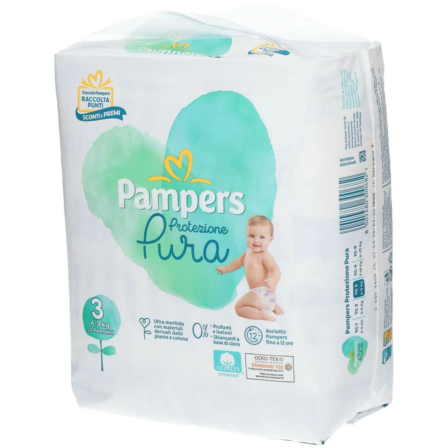 PAMPERS PROTEZIONE PURA NATURELLO MIDI CP 22 PEZZI