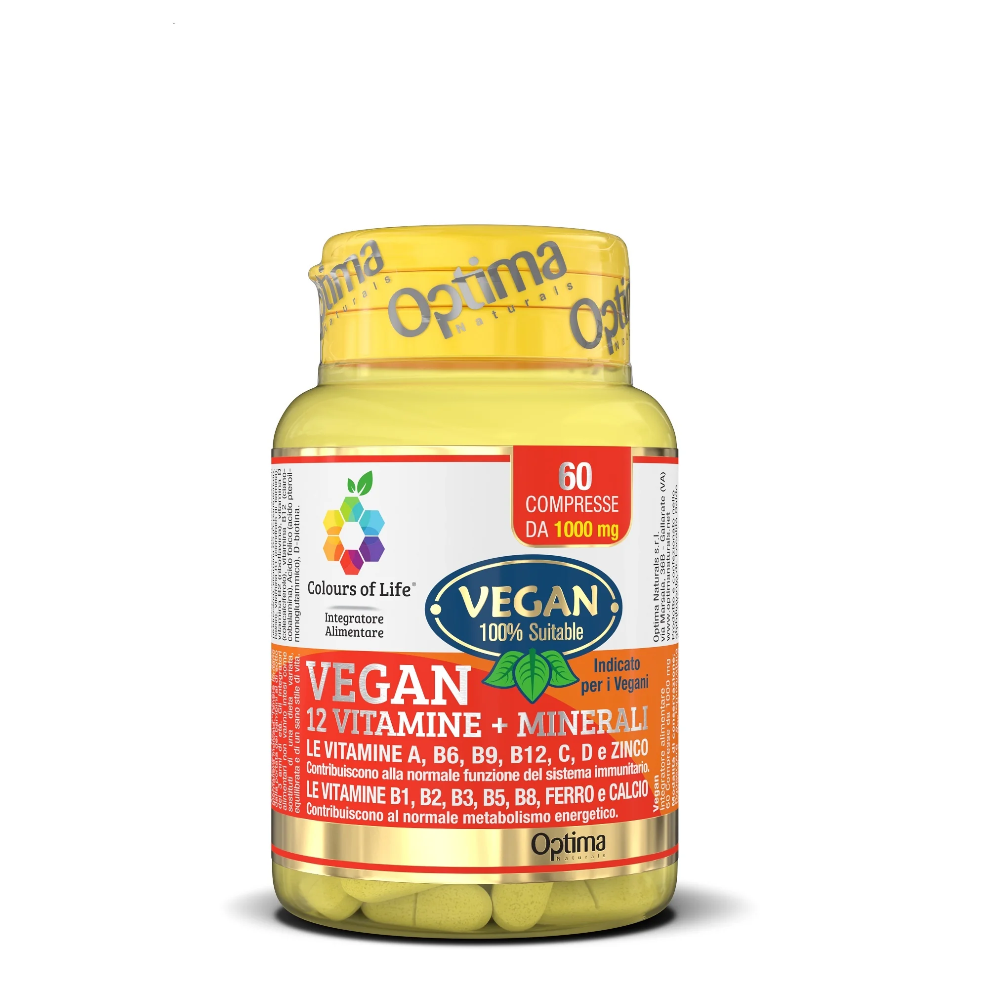 OPTIMA COLOURS OF LIFE VEGAN 12 VITAMINE + MINERALI 60 COMPRESSE