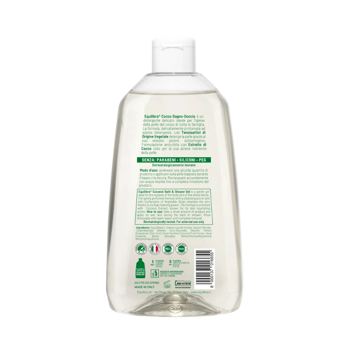 Equilibra Cocco Bagno Doccia 1L Dermatologicamente Testato