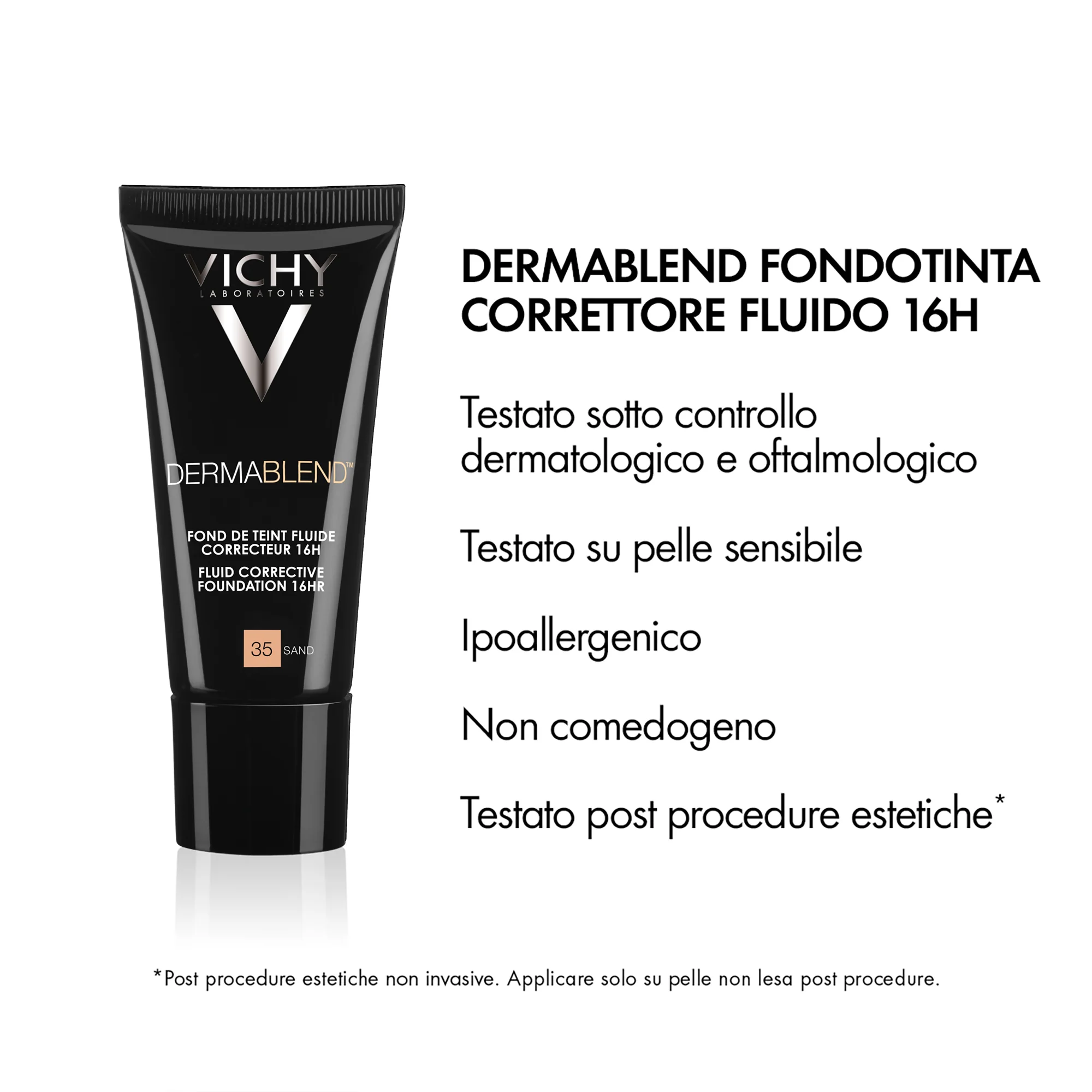 Vichy Dermablend Fluido 35 Sand 30 ml Fondotinta correttore fluido 16H