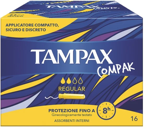 TAMPAX COMPAK REGULAR ASSORBENTI INTERNI FLUSSO LEGGERO MEDIO 16 PEZZI