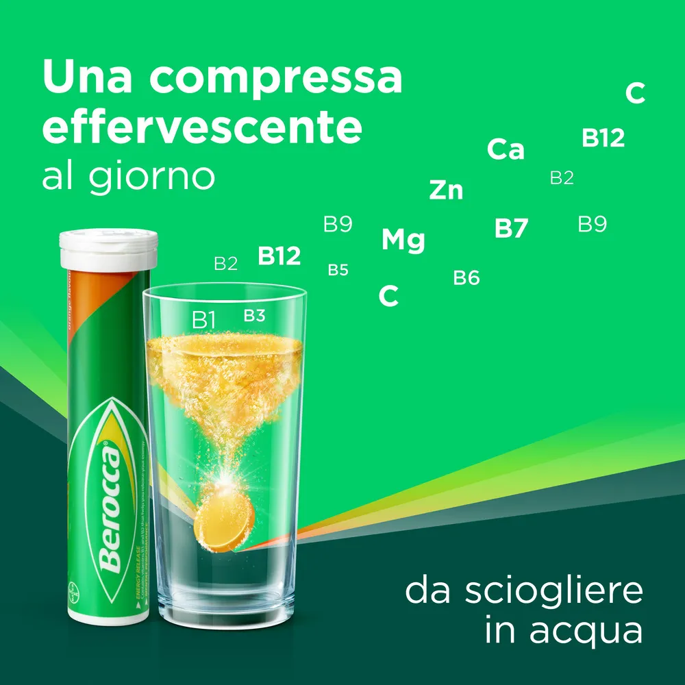 Berocca Plus Integratore Vitamine Minerali 15 Compresse Effervescenti Energia, Concentrazione, Memoria