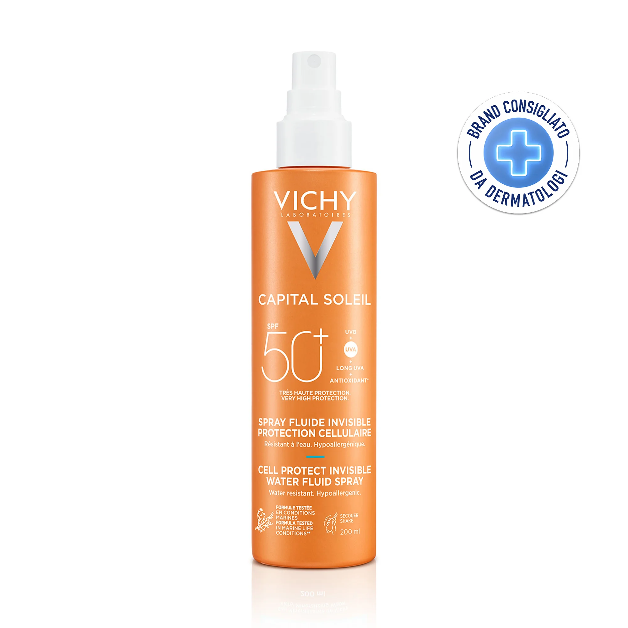 Vichy Capital Soleil Spray Spf50+ 200 ml Protezione solare viso e corpo