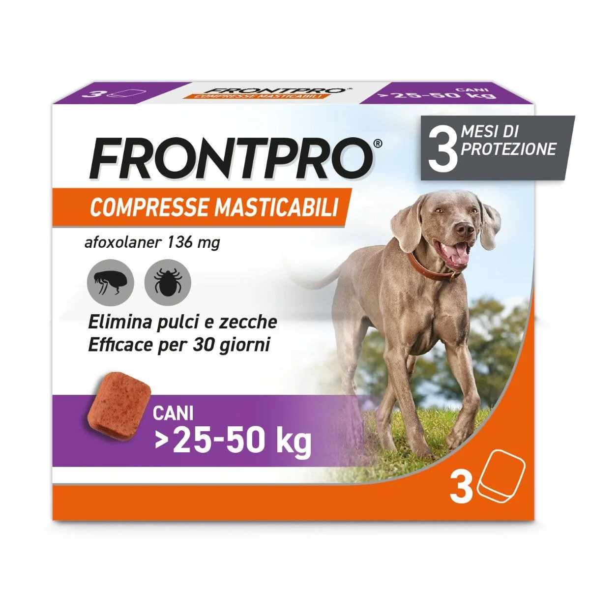 FRONTPRO 3 COMPRESSE MASTICABILI 136MG CANI 25-50KG