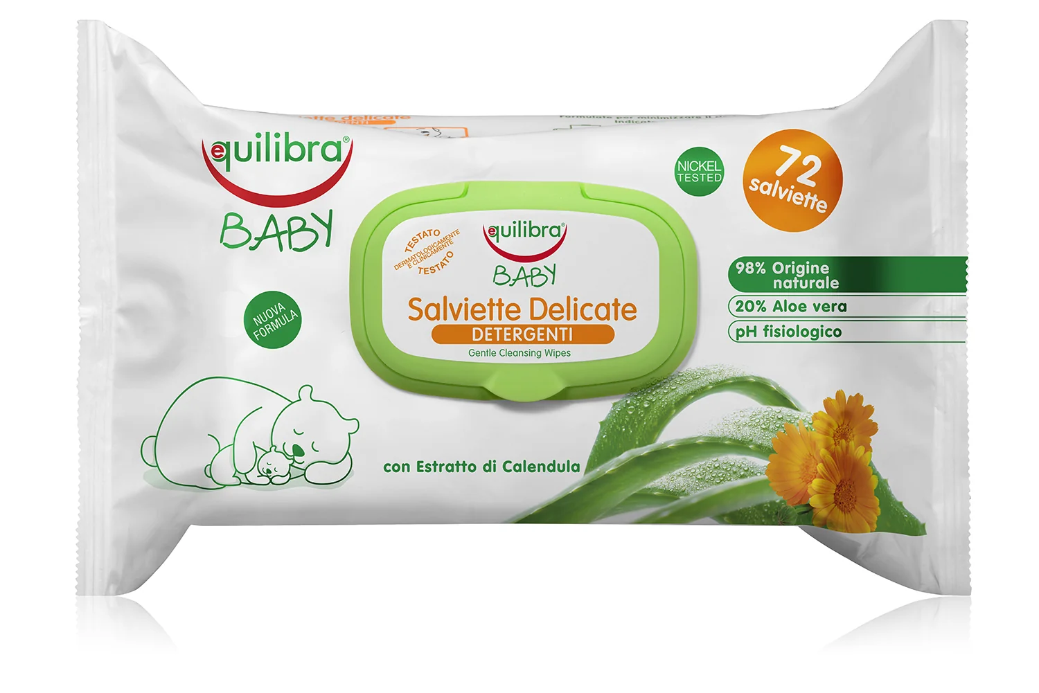 Equilibra Salviette Detergenti Baby 72 Salviette Senza Alcool