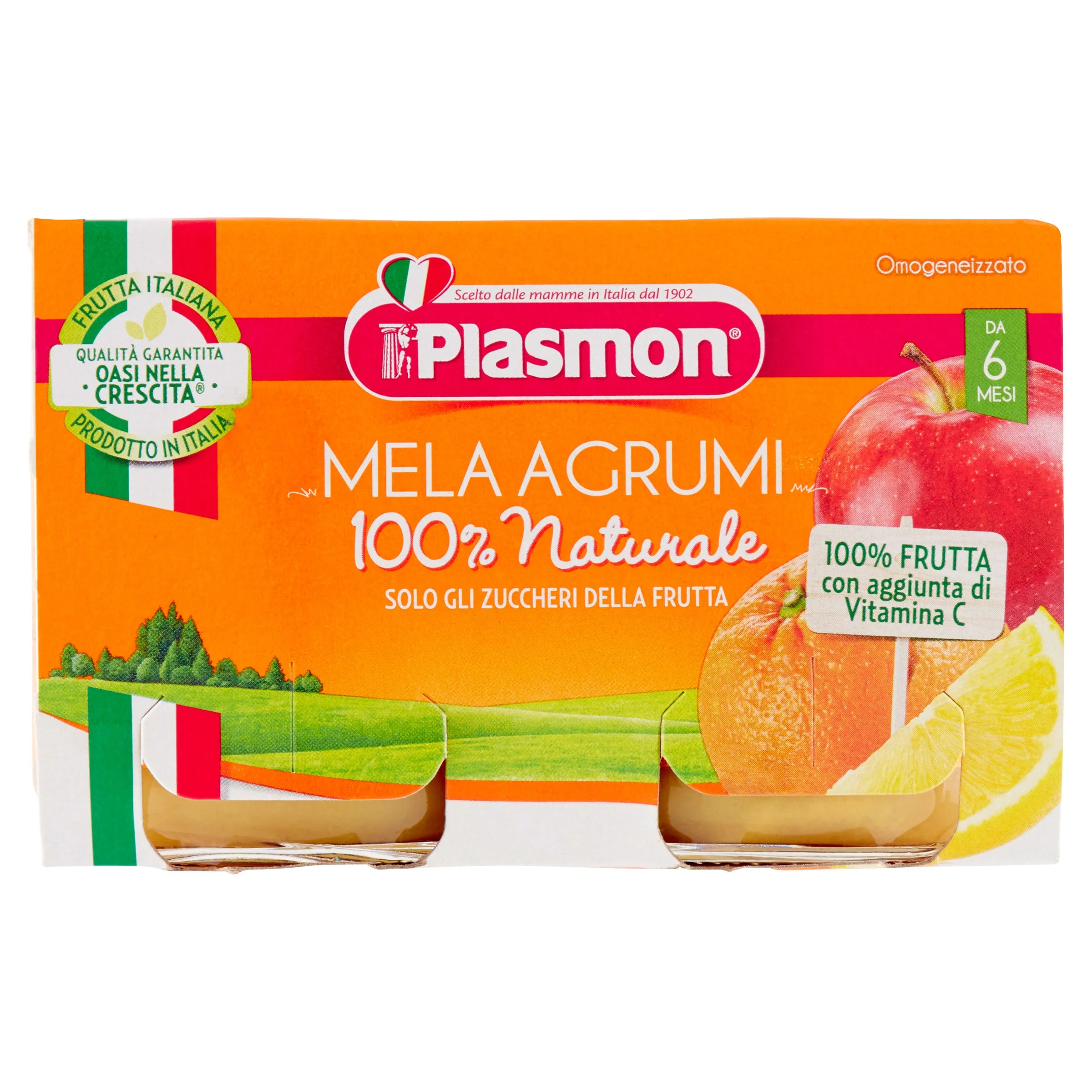 PLASMON OMOGENEIZZATO DI FRUTTA ALLA MELA E AGRUMI 2X104 G