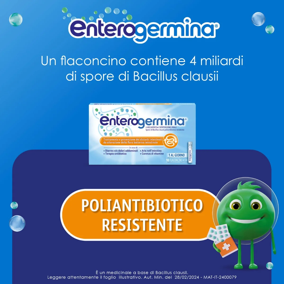 Enterogermina 4 Miliardi/5 ml 10 Flaconcini Fermenti Lattici