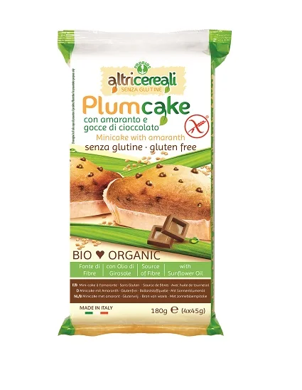 ALTRICEREALI PLUMCAKE CON AMARANTO E GOCCE DI CIOCCOLATO BIOLOGICO SENZA GLUTINE 180 G