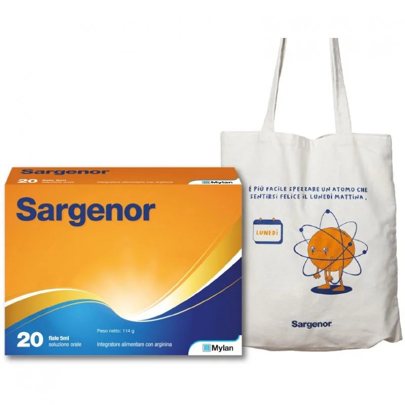 SARGENOR INTEGRATORE DI ARGININA 20 FIALE + SHOPPER PROMO