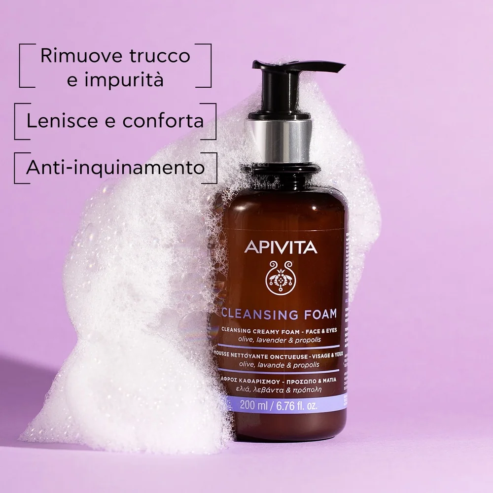 Apivita Face&Eye Foam Cleansing 200 Ml/20 Mousse Detergente Cremosa