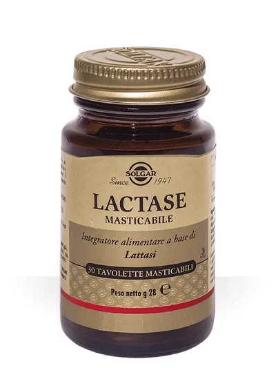 SOLGAR LACTASE MASTICABILE INTEGRATORE PER INTOLLERANTI AL LATTE 30 TAVOLETTE