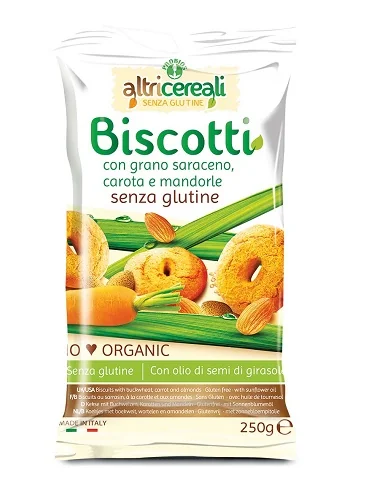 ALTRICEREALI BISCOTTI AL GRANO SARACENO CAROTE MANDORLE BIOLOGICO 250 G