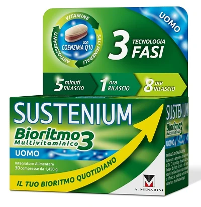 SUSTENIUM BIORITMO 3 MULTIVITAMINICO UOMO INTEGRATORE CON CENZIMA Q10 30 COMPRESSE