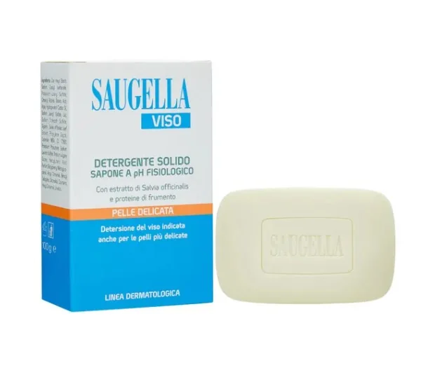 SAUGELLA VISO DETERGENTE SOLIDO PH FISIOLOGICO SAPONE PELLE SENSIBILE 100 G