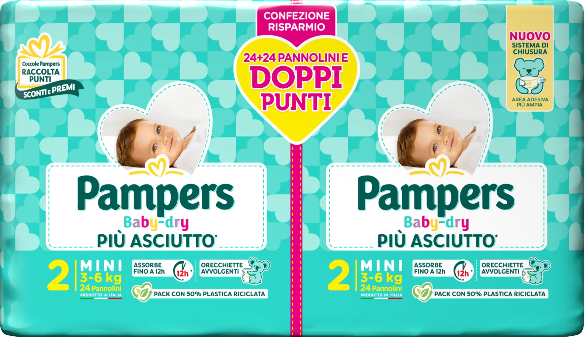 PAMPERS BABY DRY PANNOLINO DUO DOWNCOUNT MINI 48 PEZZI