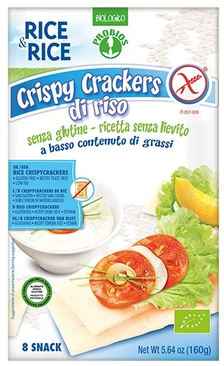 RICE&RICE CRISPY CRACKERS RISO SENZA GLUTINE SENZA LIEVITO 160 G