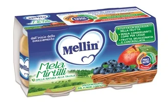 MELLIN OMOGENEIZZATO DI FRUTTA MELA E MIRTILLO 2 X 100 G