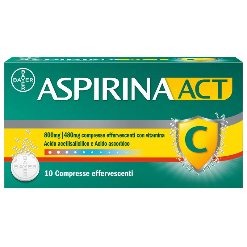 Aspirina Act C Febbre e Sintomi Influenzali 10 Compresse Effervescenti Con vitamina C