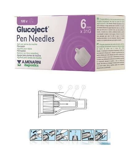 GLUCOJECT PEN NEEDLES 31G 6MM AGHI PER PENNE DA INSULINA 100 PEZZI