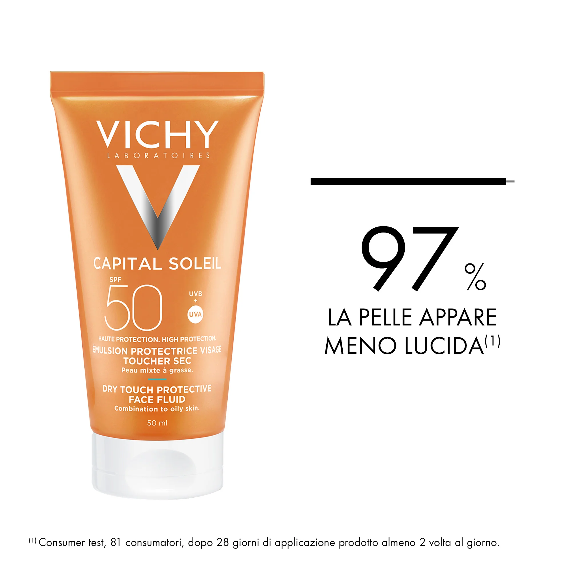 Vichy Idèal Soleil Emulsione Anti-lucidità  Effetto Asciutto SPF 50 Pelle Grassa 50 ml 