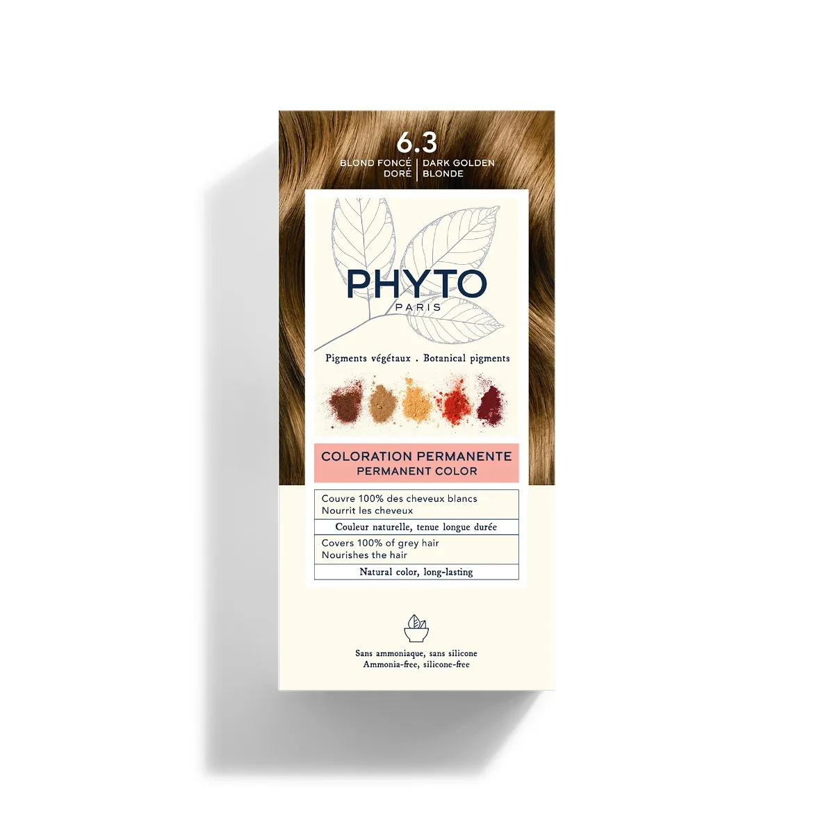 Phyto Phytocolor 6.3 Biondo Scuro Dorato Colorazione Permanente Senza Ammoniaca 100% Copertura Capelli Bianchi