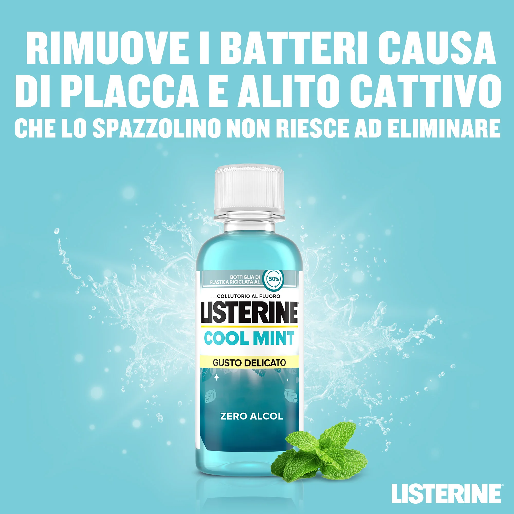 Listerine Cool Mint Gusto Delicato Collutorio Alito Fresco 95 ml 