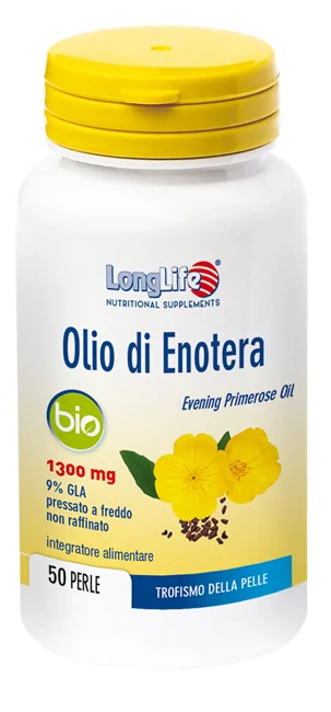 LONGLIFE OLIO DI ENOTERA BIO 1300 MG INTEGRATORE TROFISMO DELLA PELLE 50 PERLE