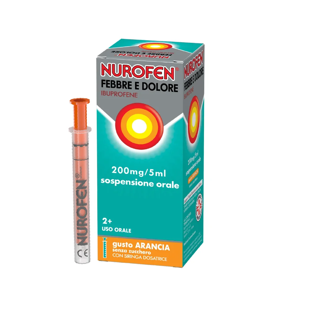 NUROFEN FEBBRE E DOLORE GUSTO ARANCIA SENZA ZUCCHERO 200MG/5ML