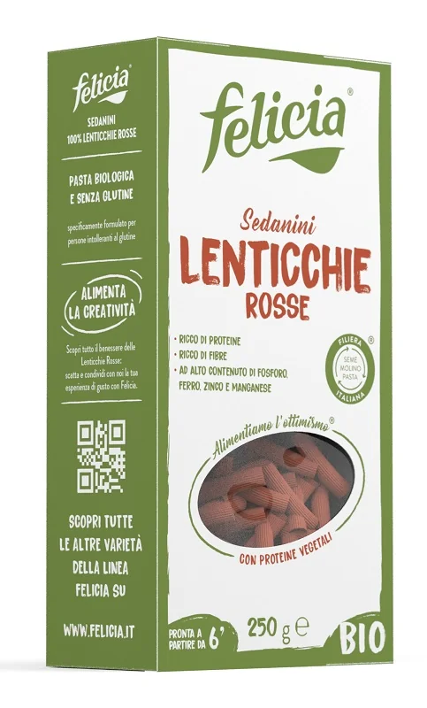 FELICIA BIO SEDANINI ALLE LENTICCHIE ROSSE SENZA GLUTINE 250 G