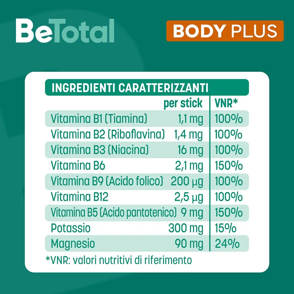 Be-Total Body Plus 20 Bustine Integratore Alimentare Magnesio E Potassio Vitamina B Per Adulti