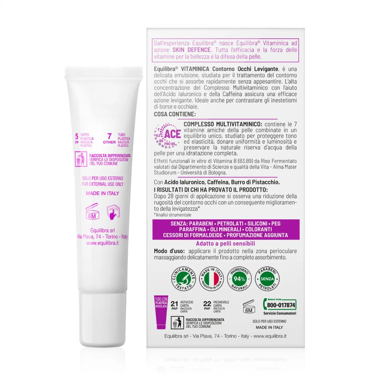 Equilibra Viso Vitaminica Contorno Occhi 15 Ml Levigante