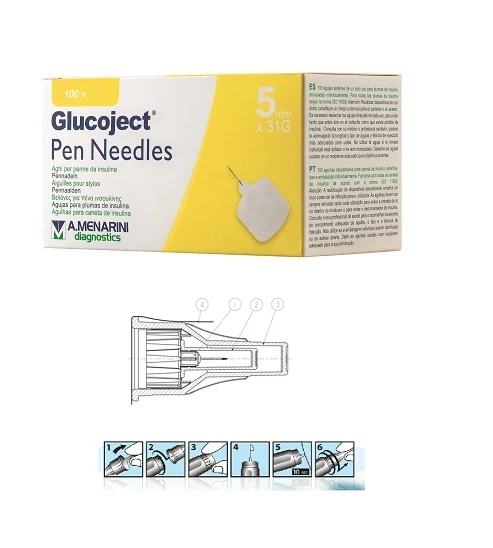 GLUCOJECT PEN NEEDLES 31G 5MM AGHI PER PENNE DA INSULINA 100 PEZZI