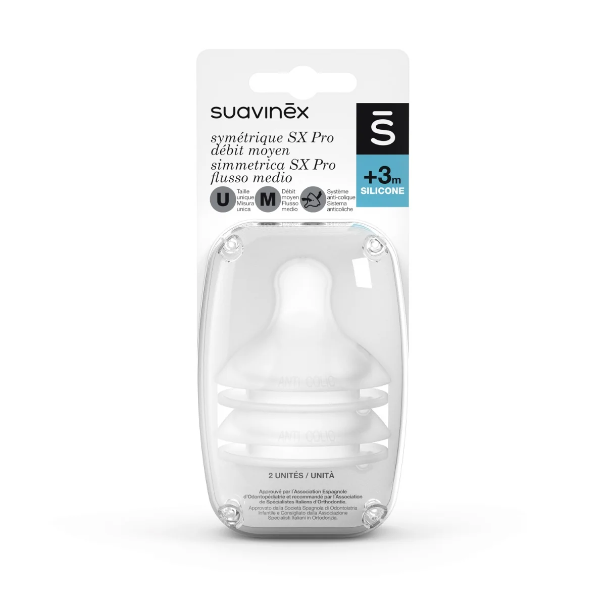 SUAVINEX TETTARELLA SIMMETRICA SX PRO SILICONE FLUSSO MEDIO