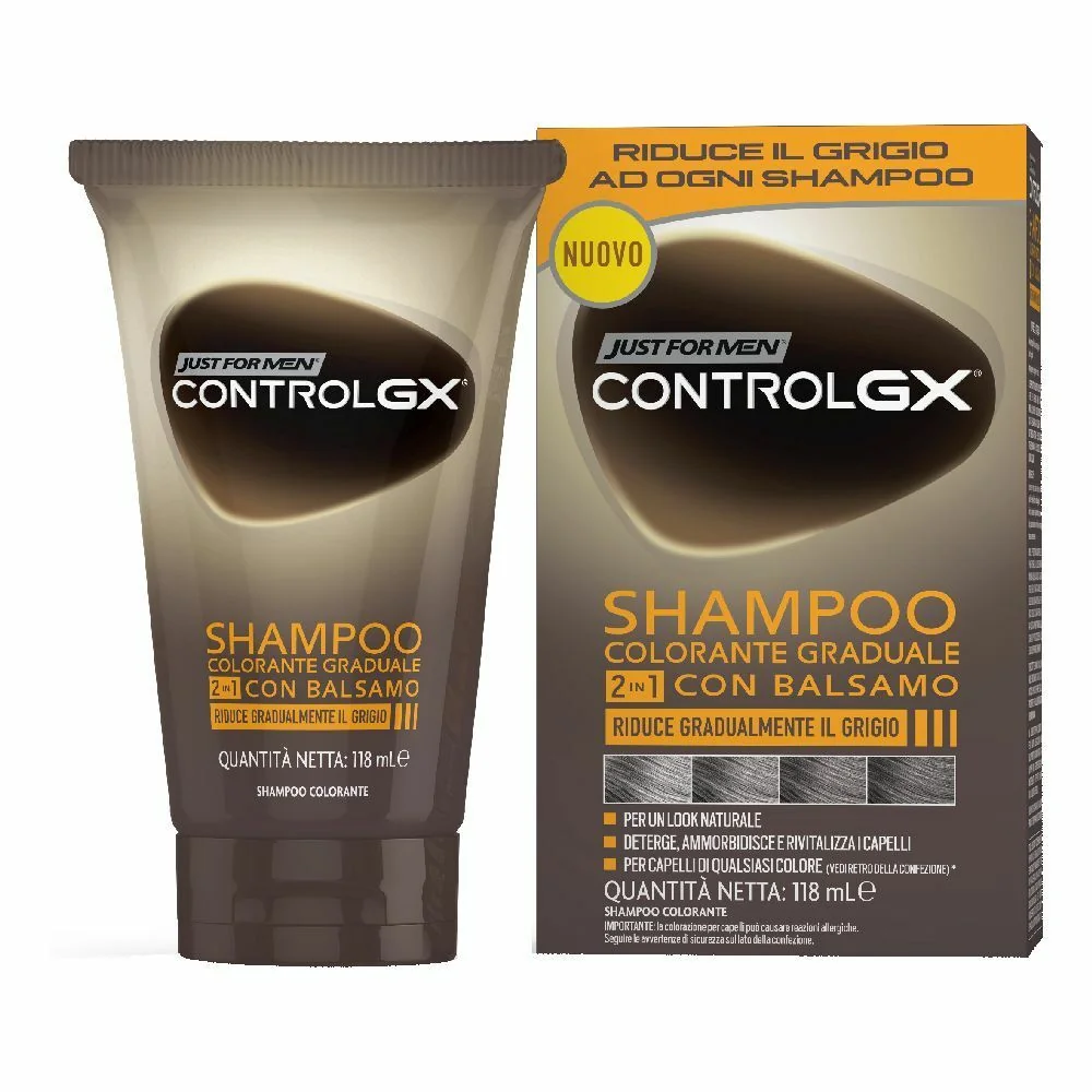 JUST FOR MEN CONTROL GX SHAMPOO COLORANTE GRADUALE 2 IN 1 CON BALSAMO 150 ML