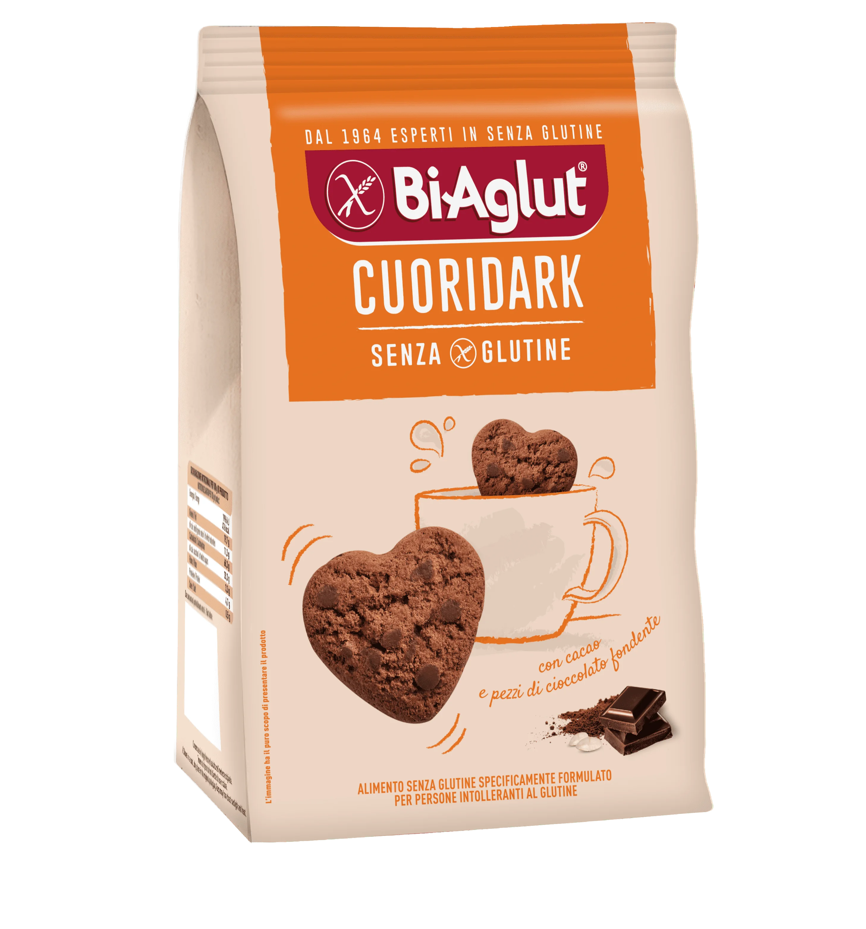 Biaglut Cuori Dark Biscotti Senza Glutine 200 g Ideali per Colazione