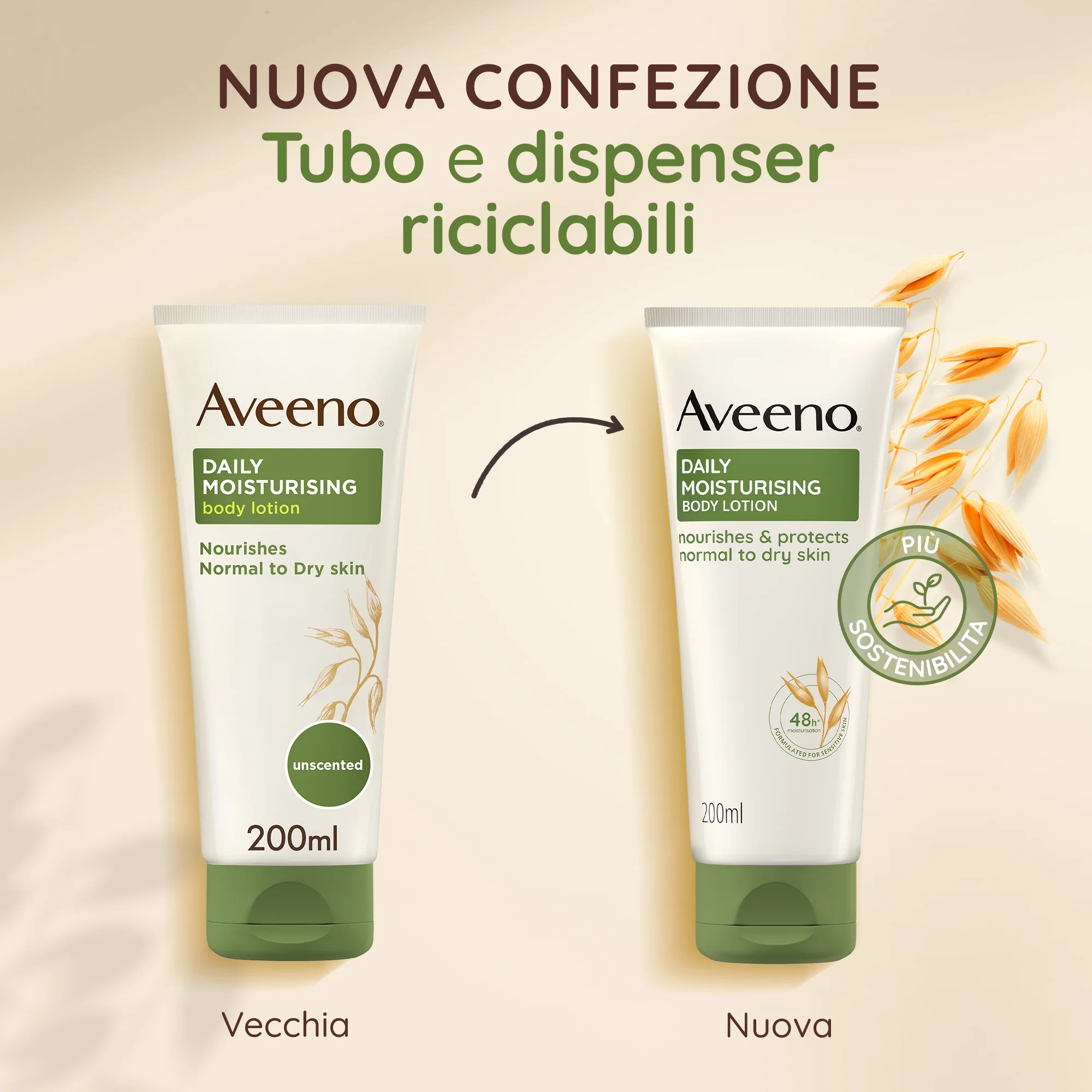 Aveeno Daily Moisturising 200 Ml Crema Corpo Idratante Naturale Delicata