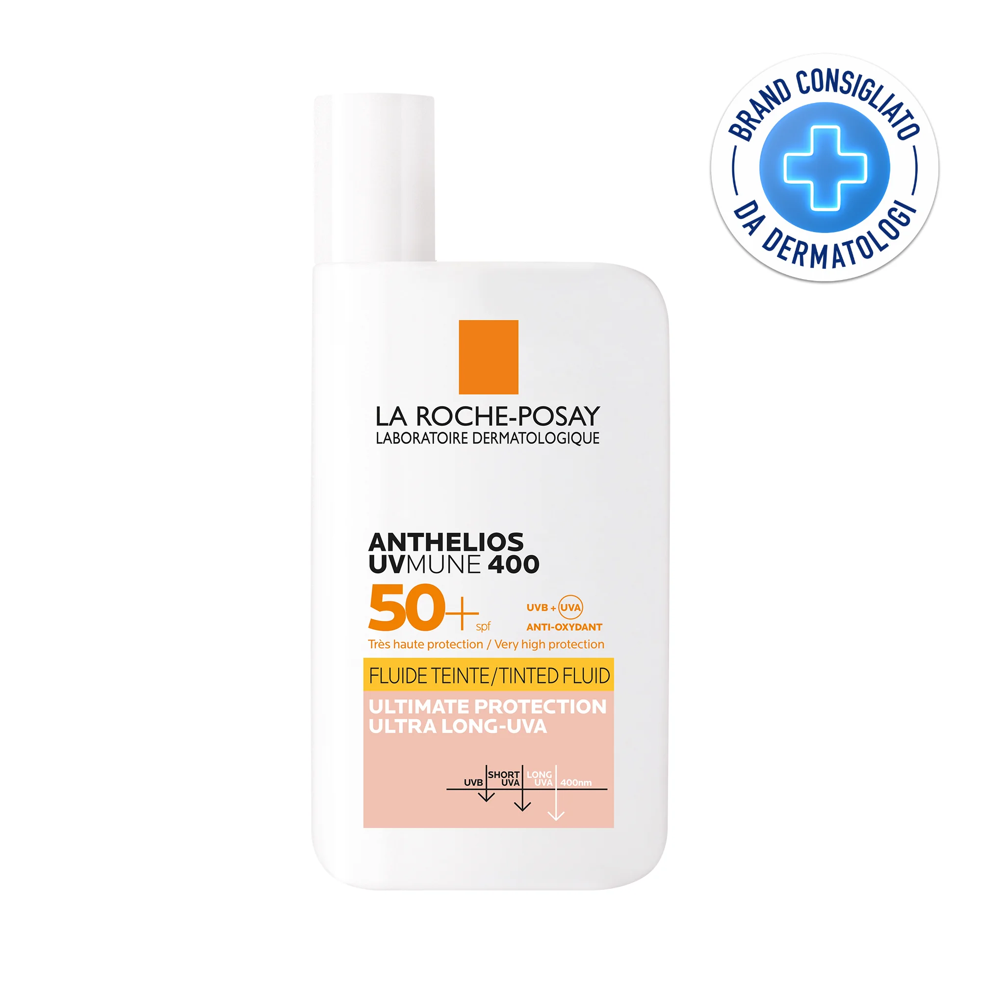 La Roche Posay Anthelios Uvmune 400 Fluido Invisibile Colorato SPF 50+ 50 ml Protezione Estrema da UVA Ultra Lunghi