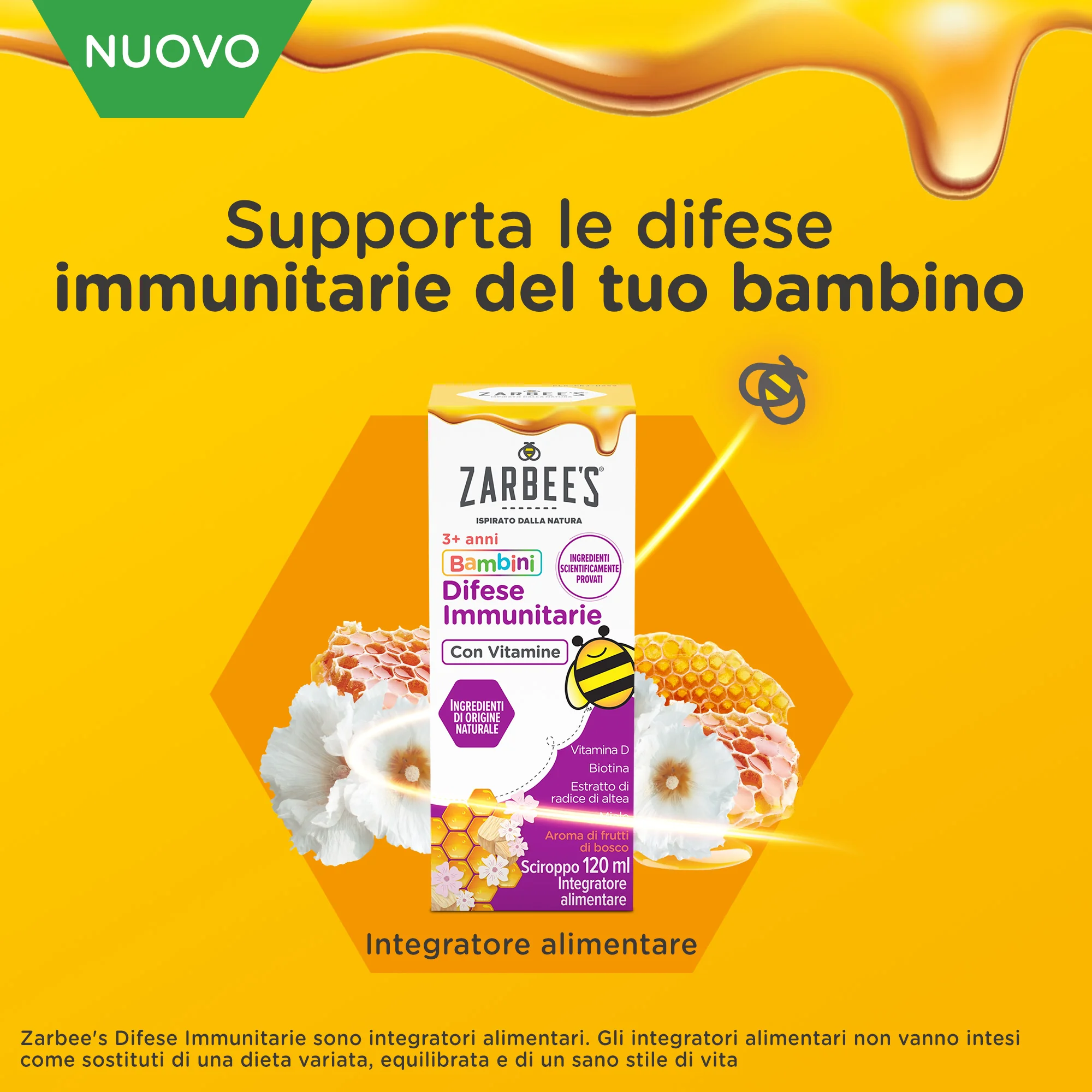 Zarbee's Difese Immunitarie Bambini Sciroppo 120 Ml Con Vitamina D