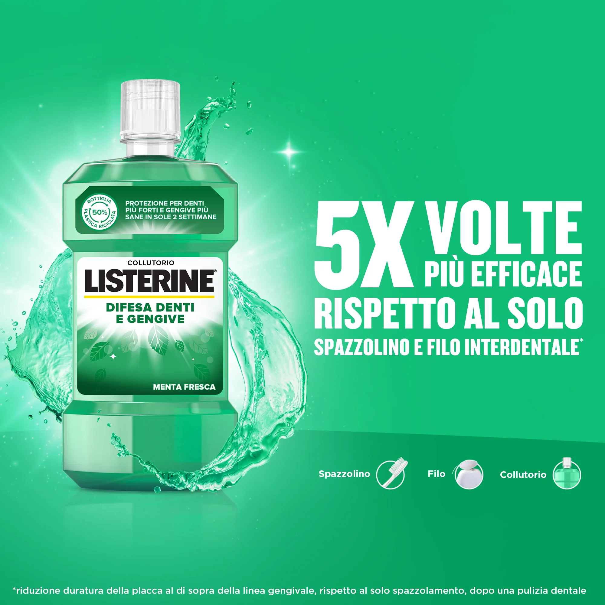 Listerine Difesa Denti e Gengive Collutorio 500 ml Lunga Durata