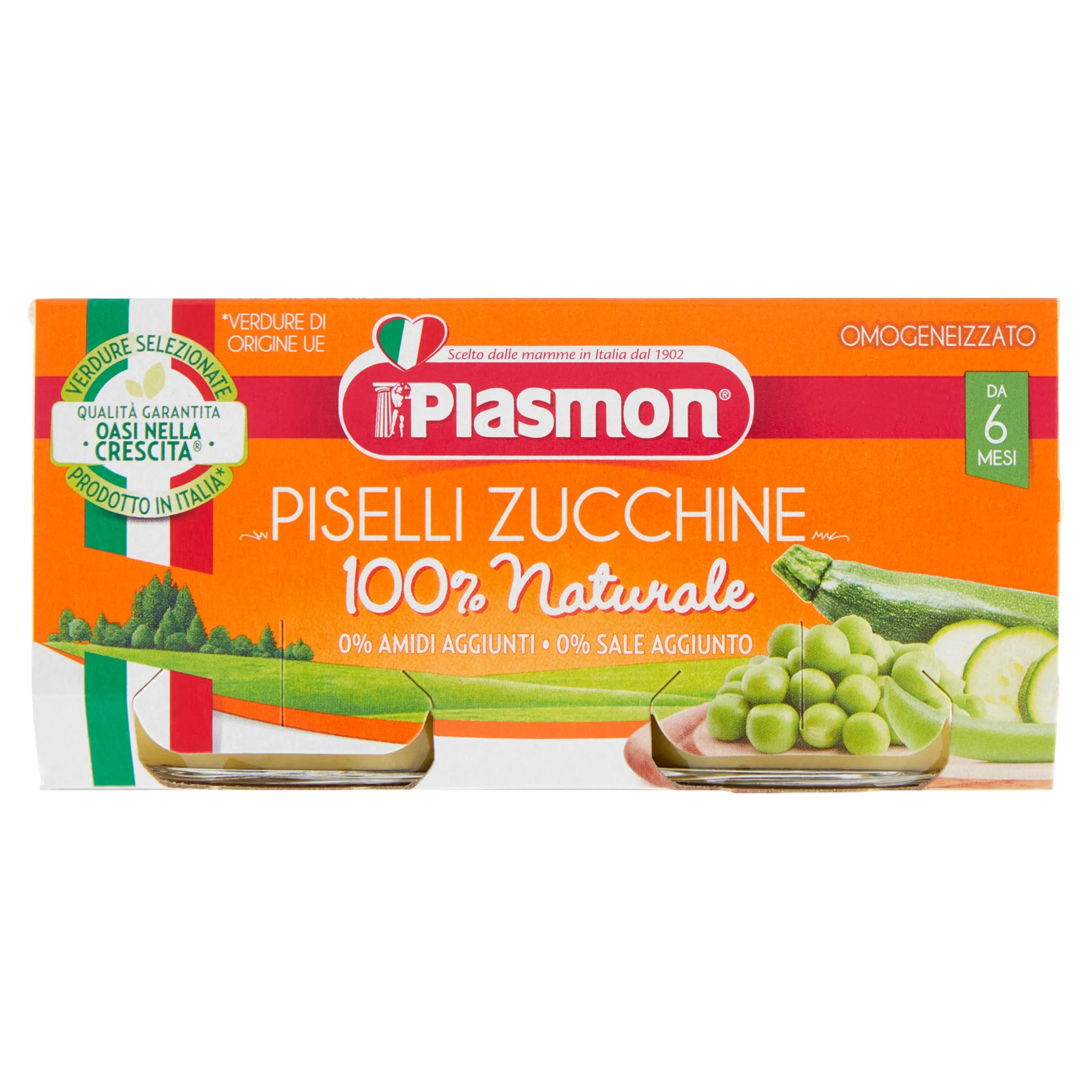 Plasmon Omogeneizzato Piselli Zucchine 80 gx2P Senza Sale Aggiunto