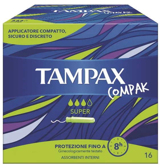 TAMPAX COMPAK SUPER ASSORBENTI FLUSSO MEDIO FORTE 16 PEZZI