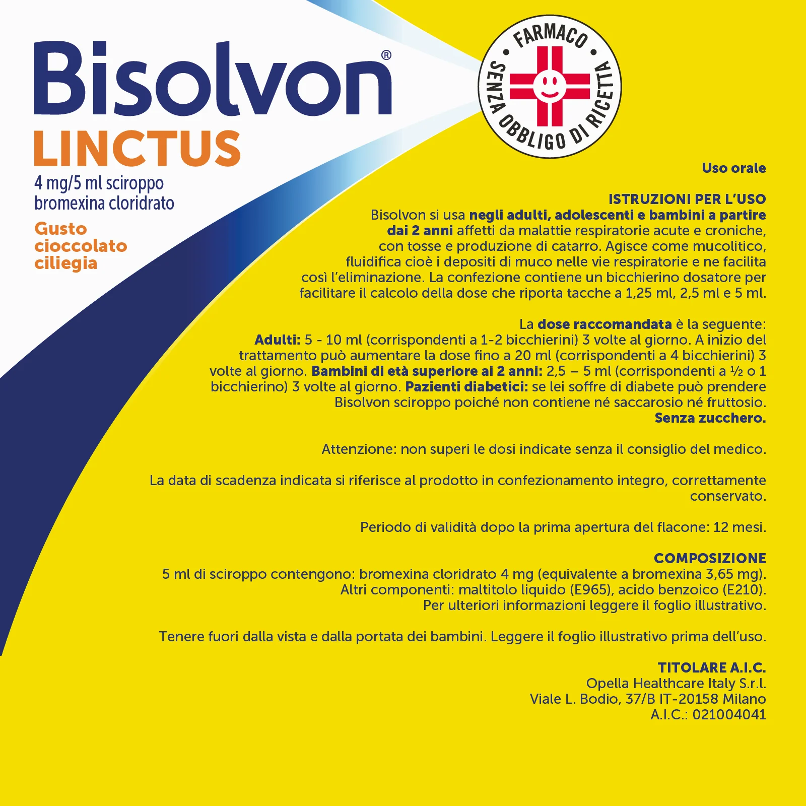 Bisolvon Linctus Sciroppo 4 mg/5 ml 250 ml Tosse Grassa Mucolitico