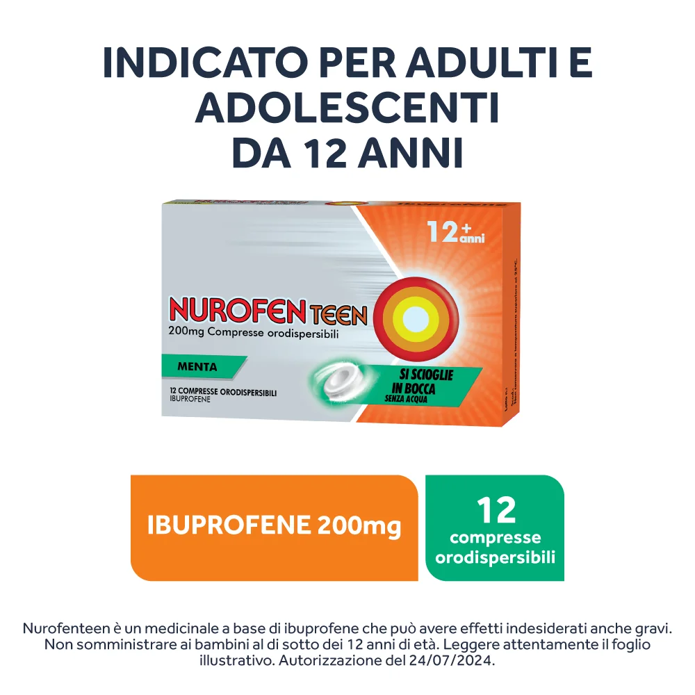 Nurofenteen 200 mg Gusto Menta 12 Compresse Orodispersibili Antinfiammatorio