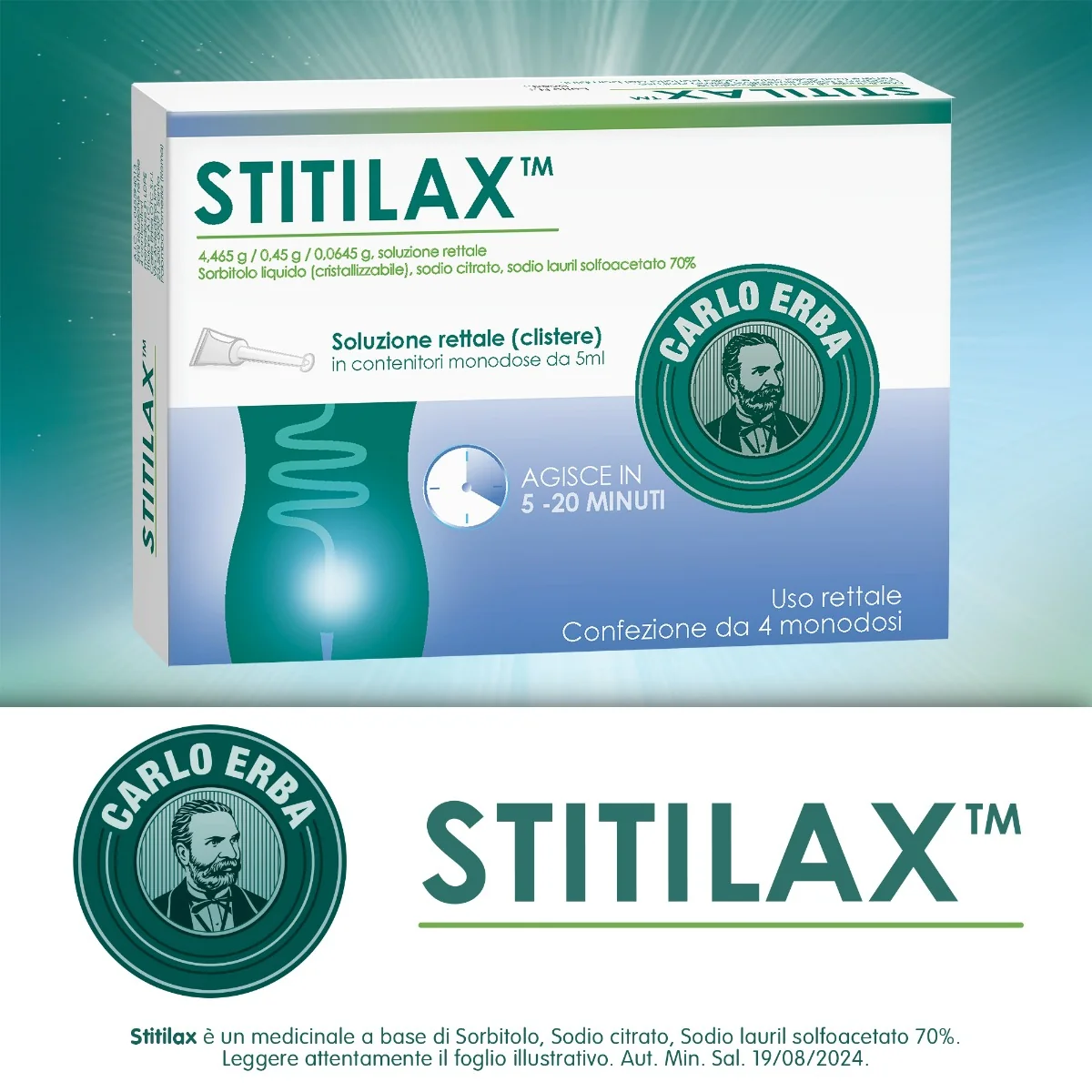 Stitilax Soluzione Rettale 4 Fl Monodose 5 Ml 