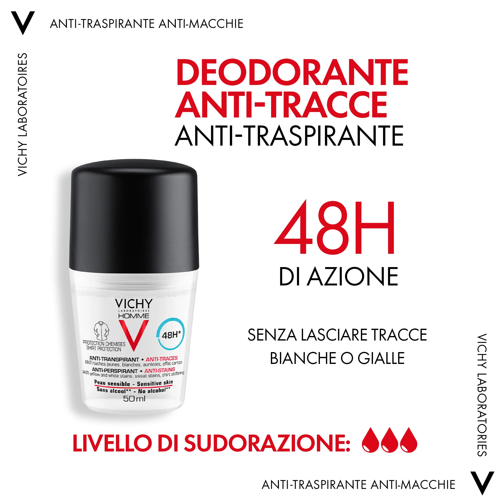 Vichy Homme Deo Anti-Macchie 50 ml Anti Traspirante