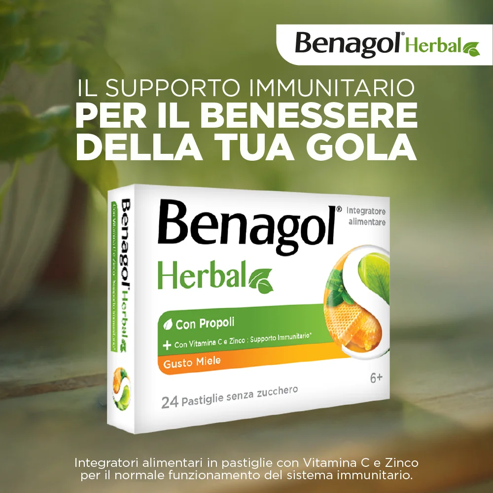 Benagol Herbal Miele 24 Pastiglie Benessere Gola