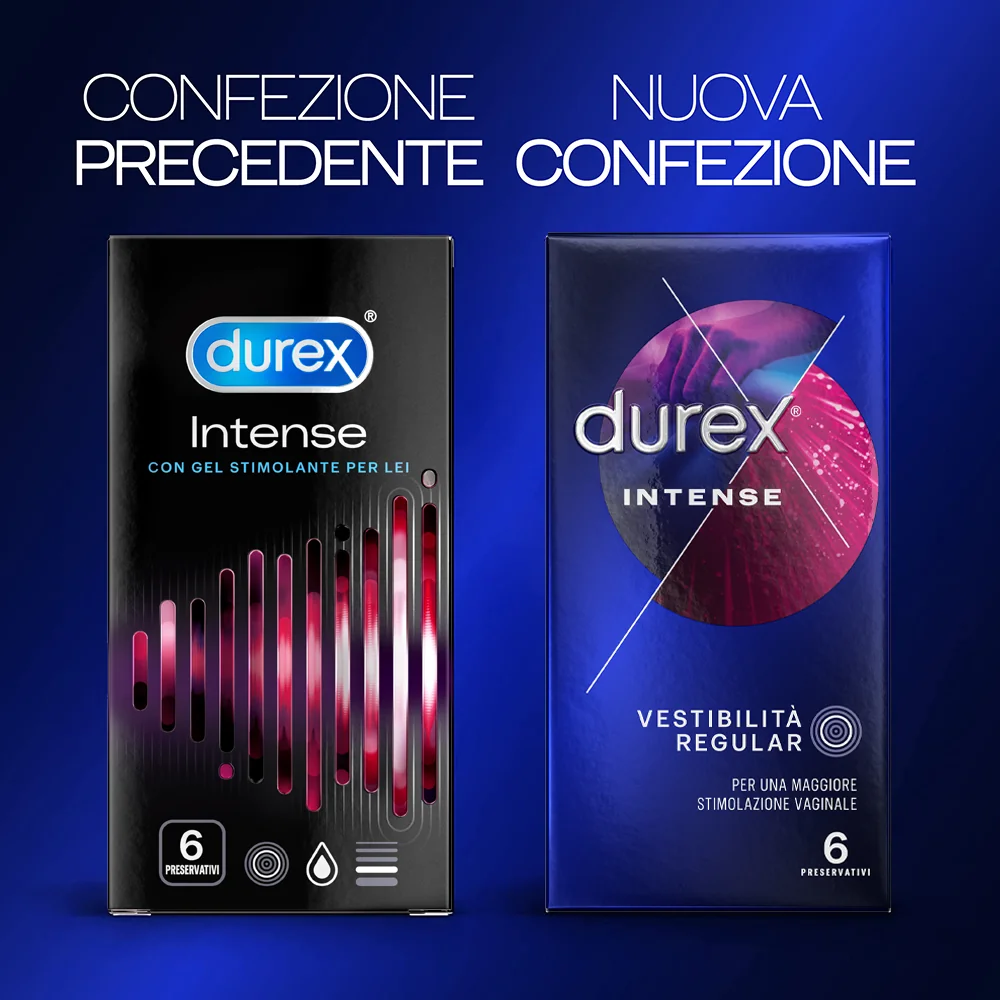 Durex Intense Preservativi 6 Pezzi Con Rilievi e Nervature Stimolanti