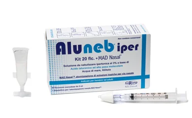 ALUNEB IPER KIT 20 FLACONCINI DA NEBULIZZARE + MAD NASALE SIRINGA PER NEBULIZZAZIONI NASALI