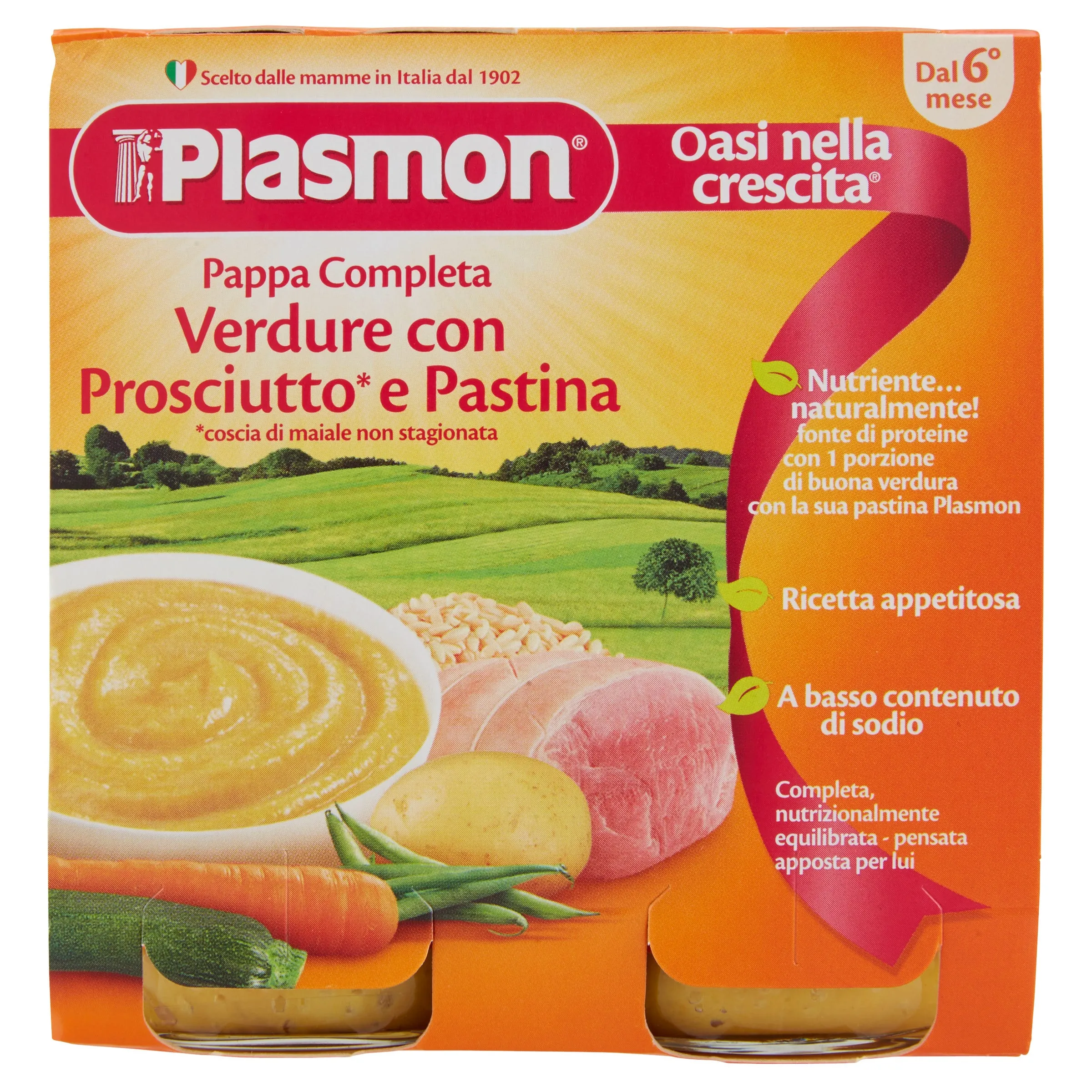 Plasmon La Pappa Completa Prosciutto E Verdure 2 X 190 g Alimento per l'infanzia